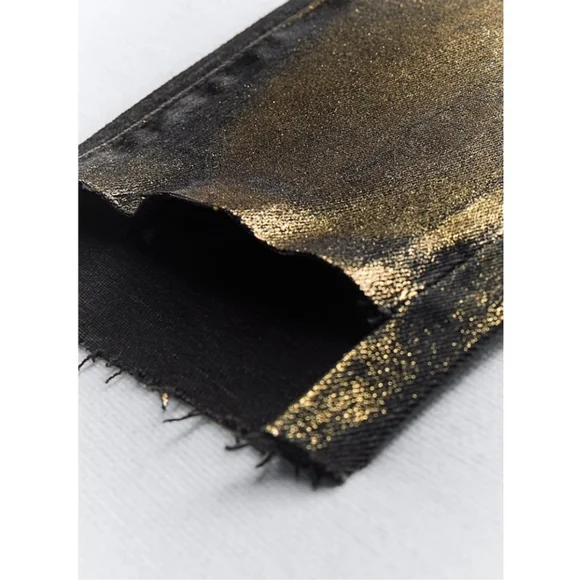 Zara FOIL METALLIC MID WAIST Z1975 SKINNY JEANS - Picture 6 of 9